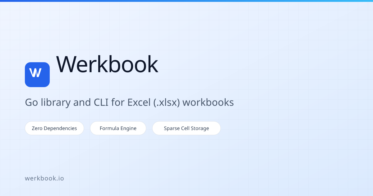 Werkbook | Go Excel (.xlsx) Library and CLI